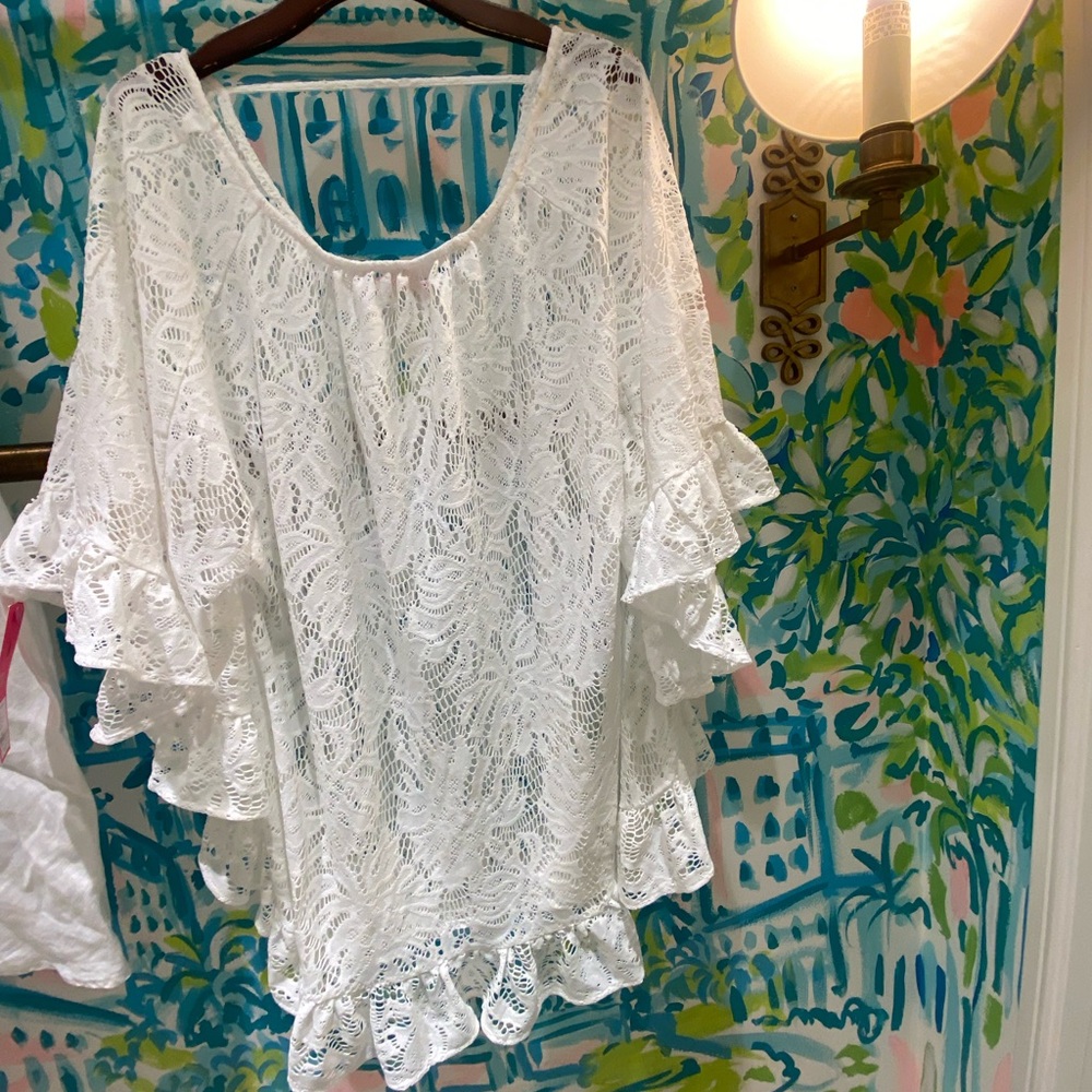 Lilly Pulitzer White lace Atley swim coverup L/XL